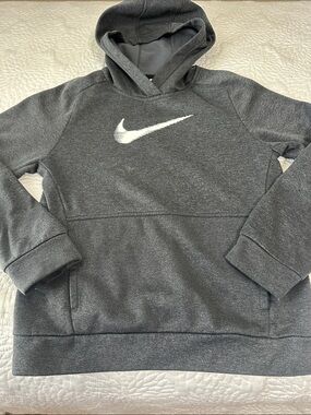 Nike Dark Gray Pullover Hoodie with White Swoosh